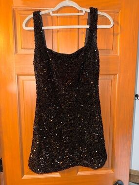 Princess Polly Black Sequin Tank Mini Dress